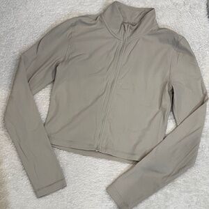 Aritzia TNA Golden Beige Zip Up - Mockneck Crop Long Sleeve